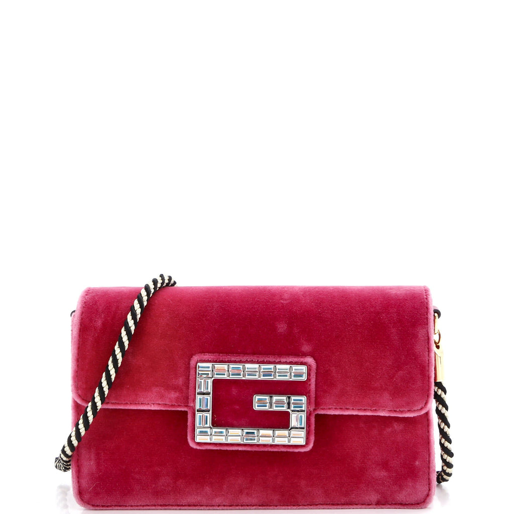 G Broadway Shoulder Bag Velvet with Crystals Small