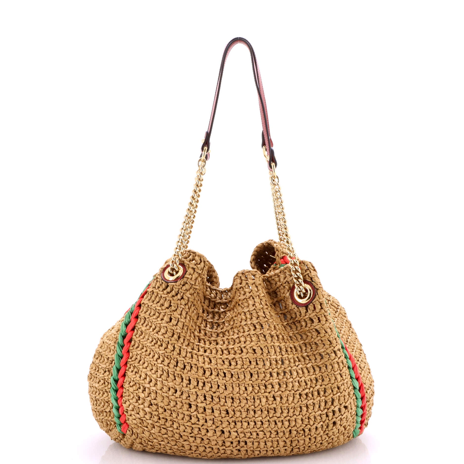 GG Marmont Chain Tote Raffia Large