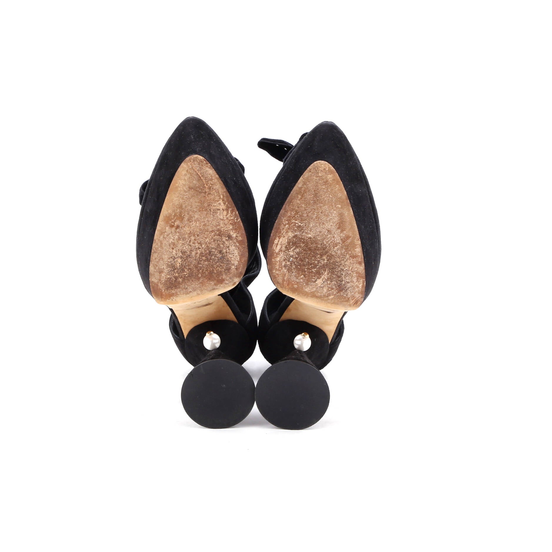 Women's Cancan Platform Pumps Suede with Faux Pearls