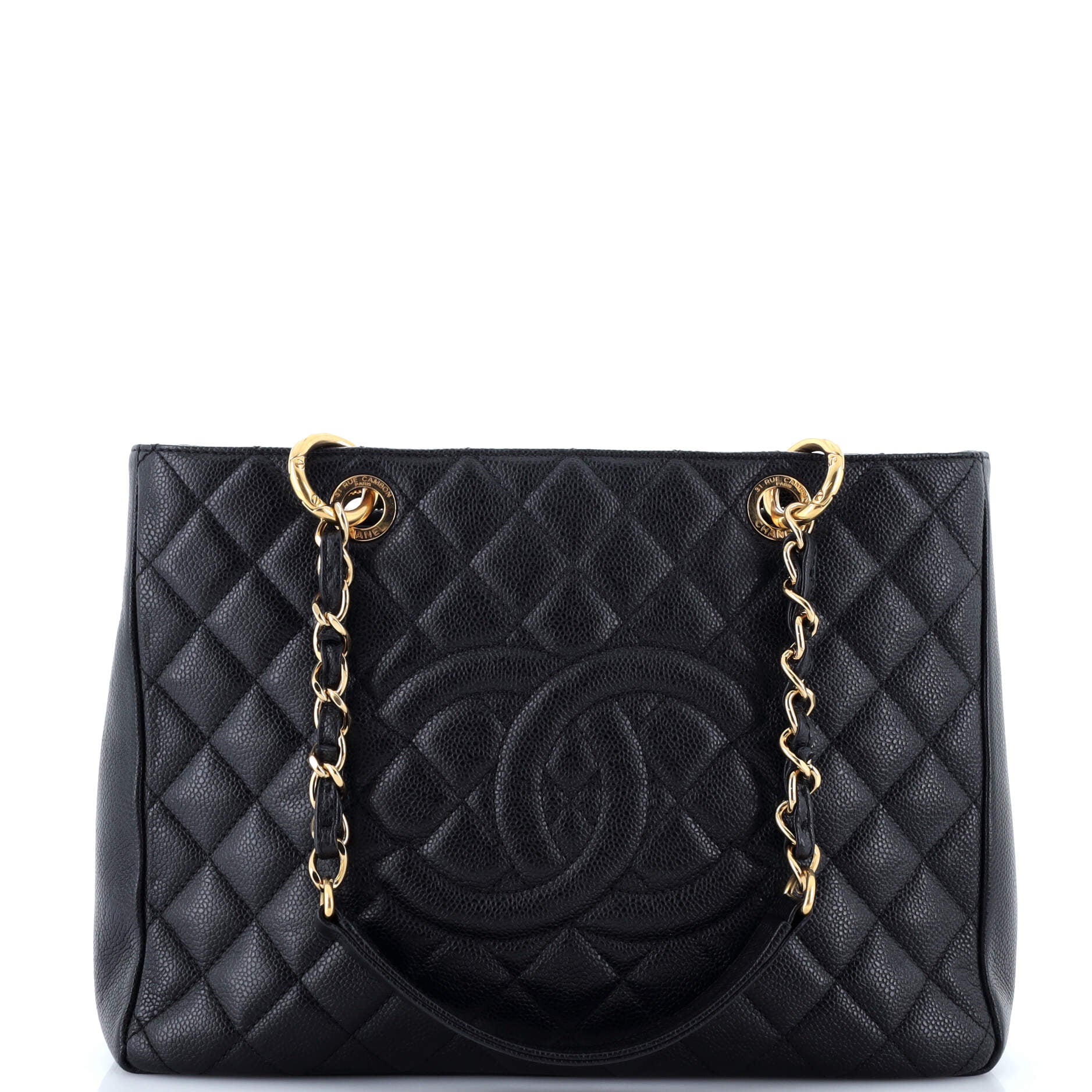 Grand Shopping Tote Quilted Caviar XL