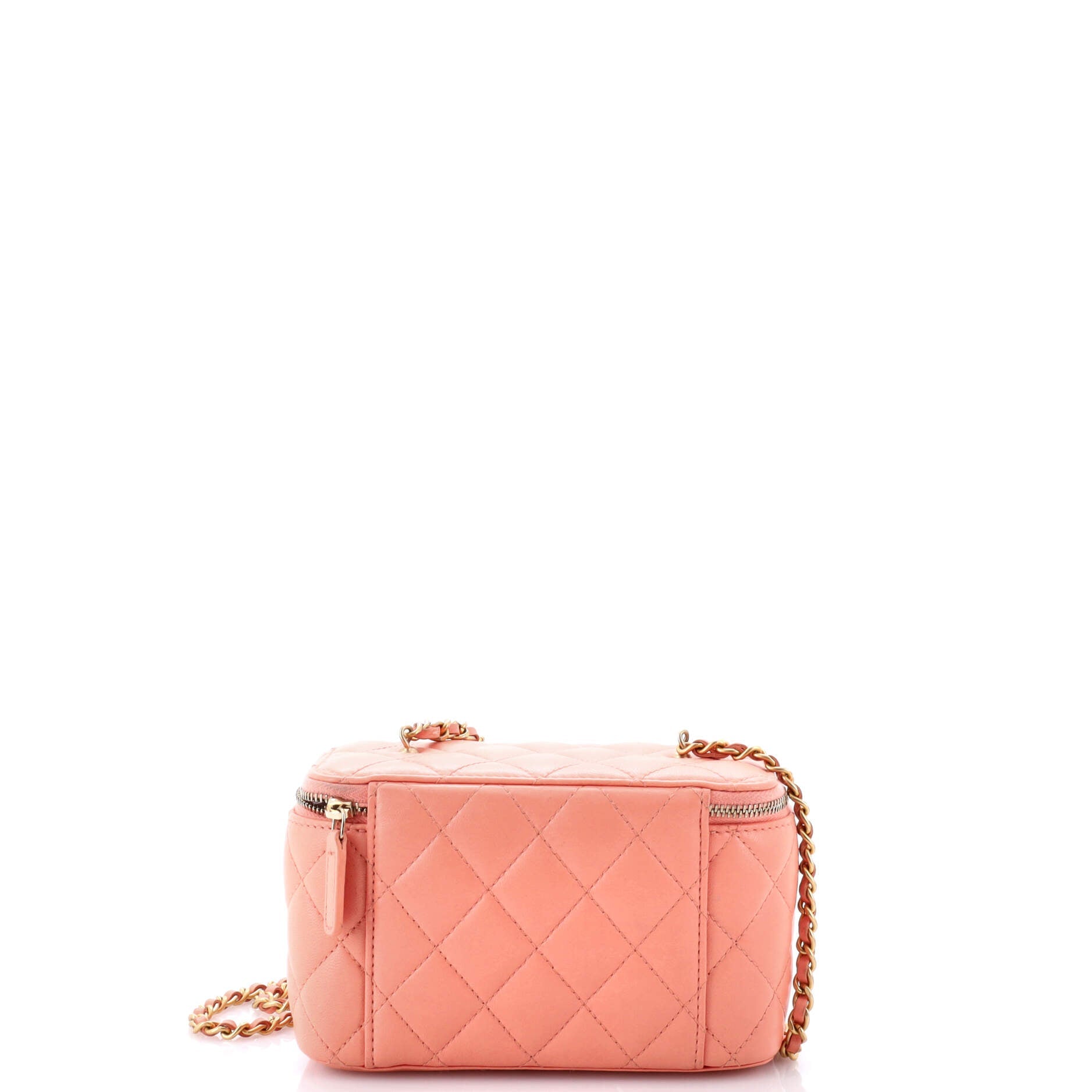 Pearl Crush Vanity Case with Chain Quilted Lambskin Small