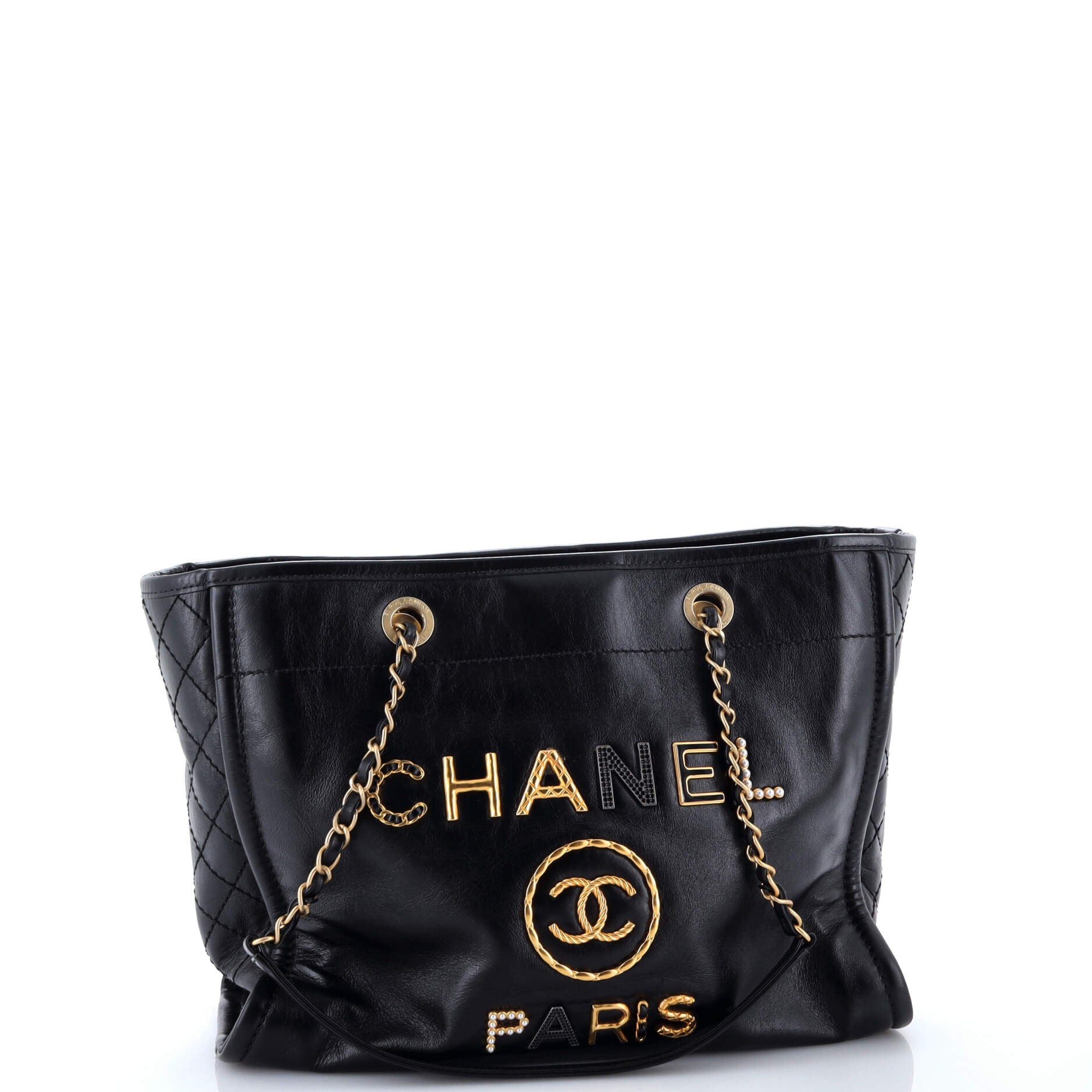 Deauville Tote Embellished Shiny Calfskin Small