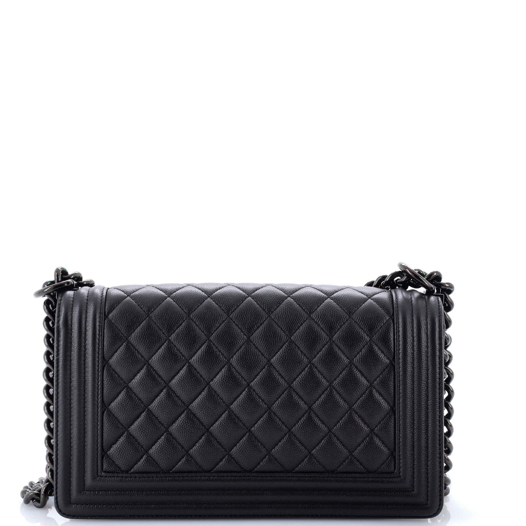 So Black Boy Flap Bag Quilted Caviar Old Medium