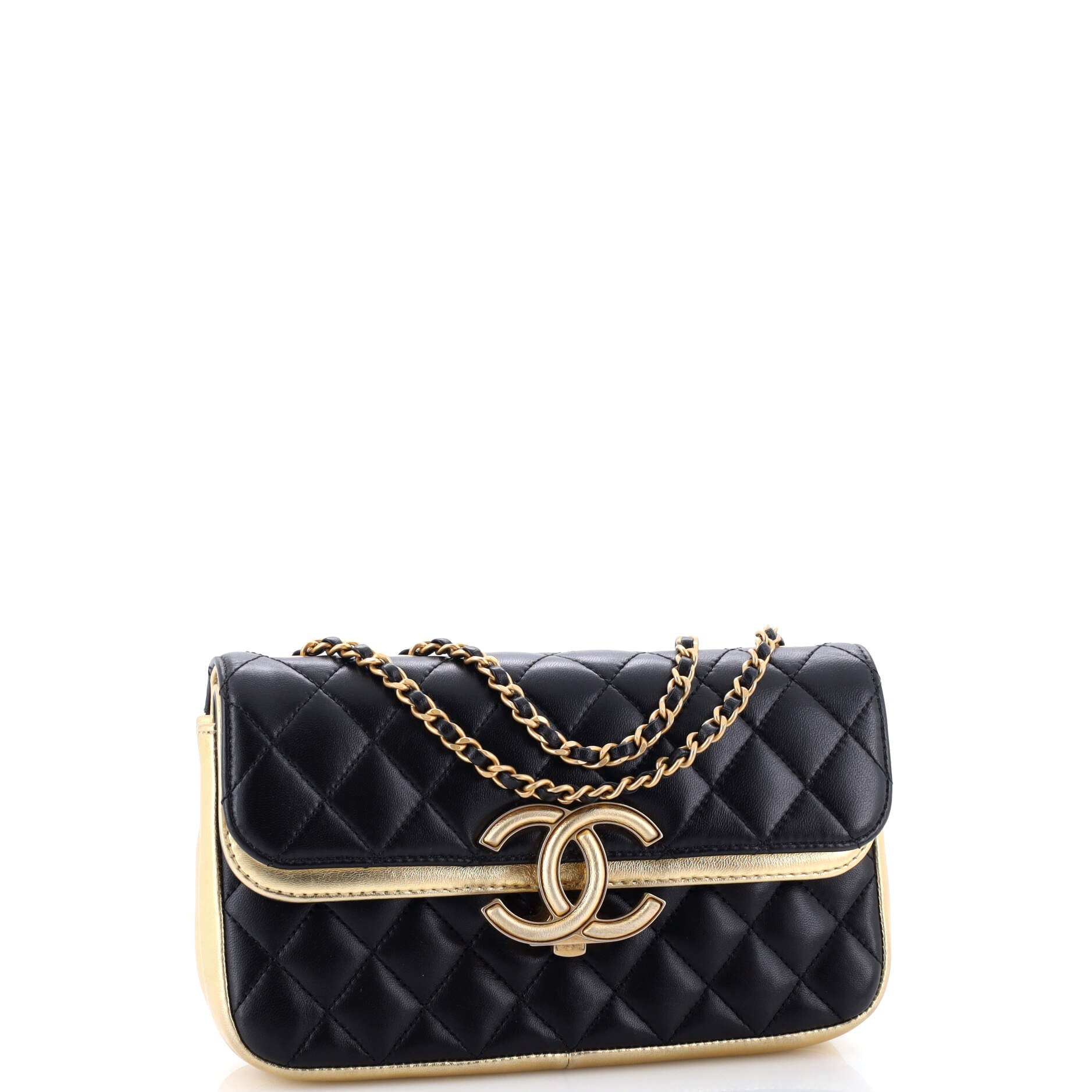 CC Chic Double Flap Bag Quilted Lambskin Small