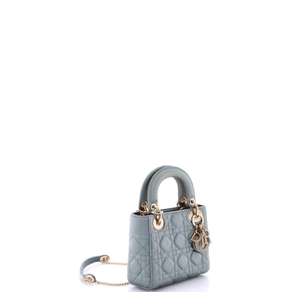 Lady Dior Bag Cannage Quilt Satin with Crystal Charms Mini