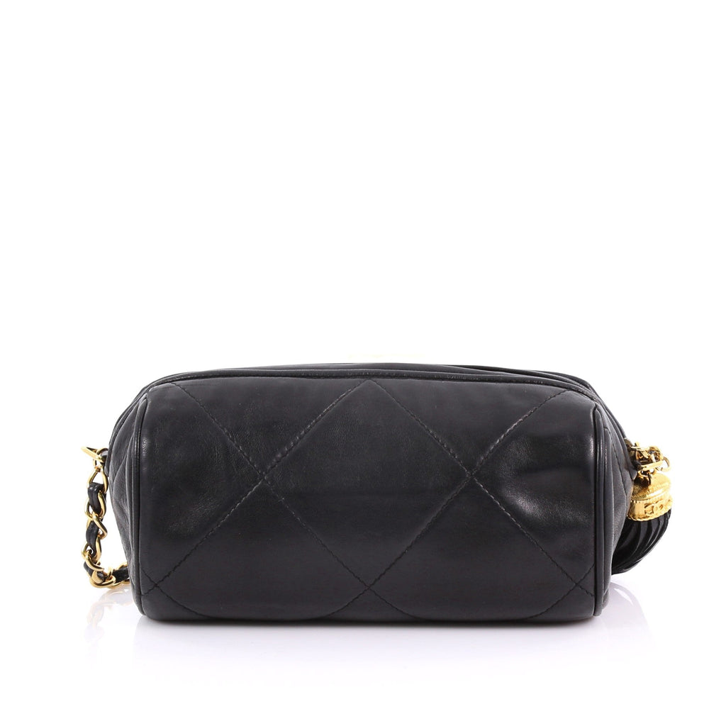 Vintage Diamond CC Barrel Bag Quilted Leather Mini