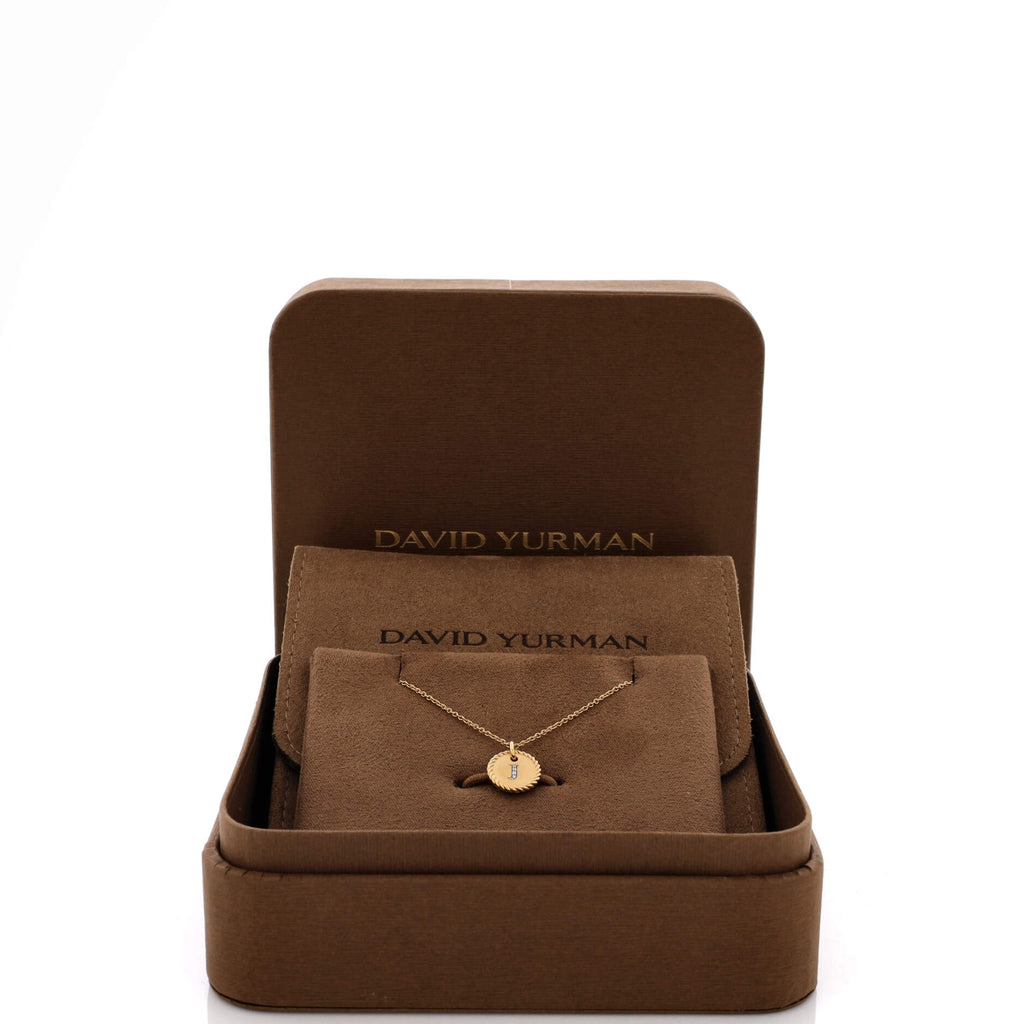 Initial Charm Pendant Necklace 18K Yellow Gold with Diamonds