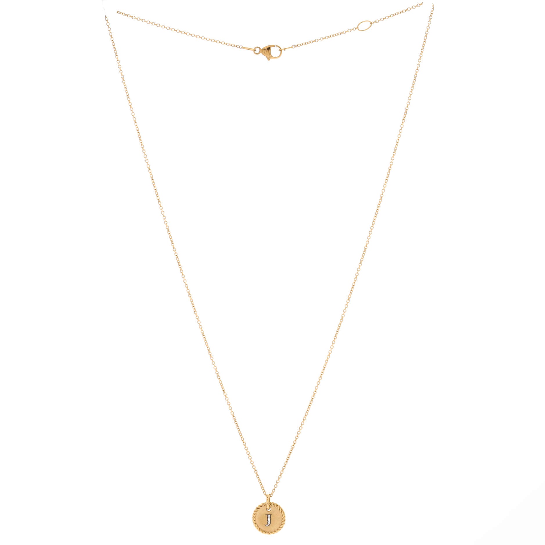 Initial Charm Pendant Necklace 18K Yellow Gold with Diamonds