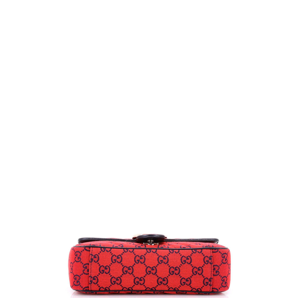 GG Marmont Flap Bag Diagonal Quilted GG Canvas with Leather Small