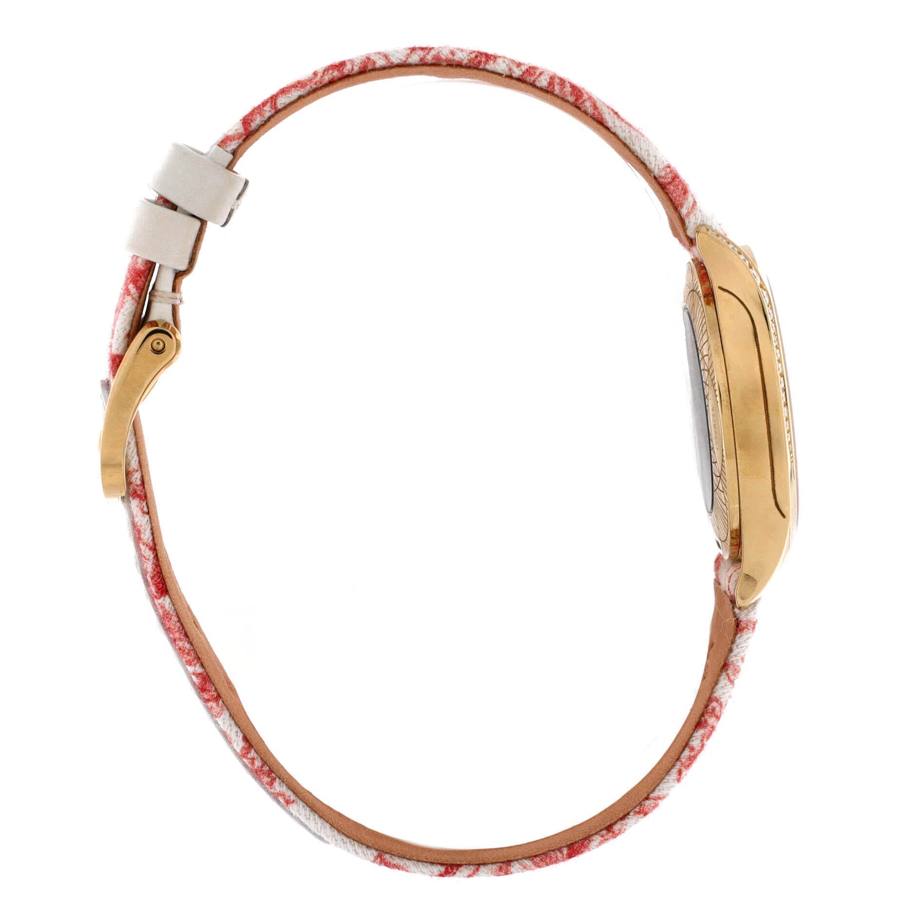 De Ville Tresor Quartz Watch 18K Yellow Gold with Diamond Bezel and Printed Fabric 26