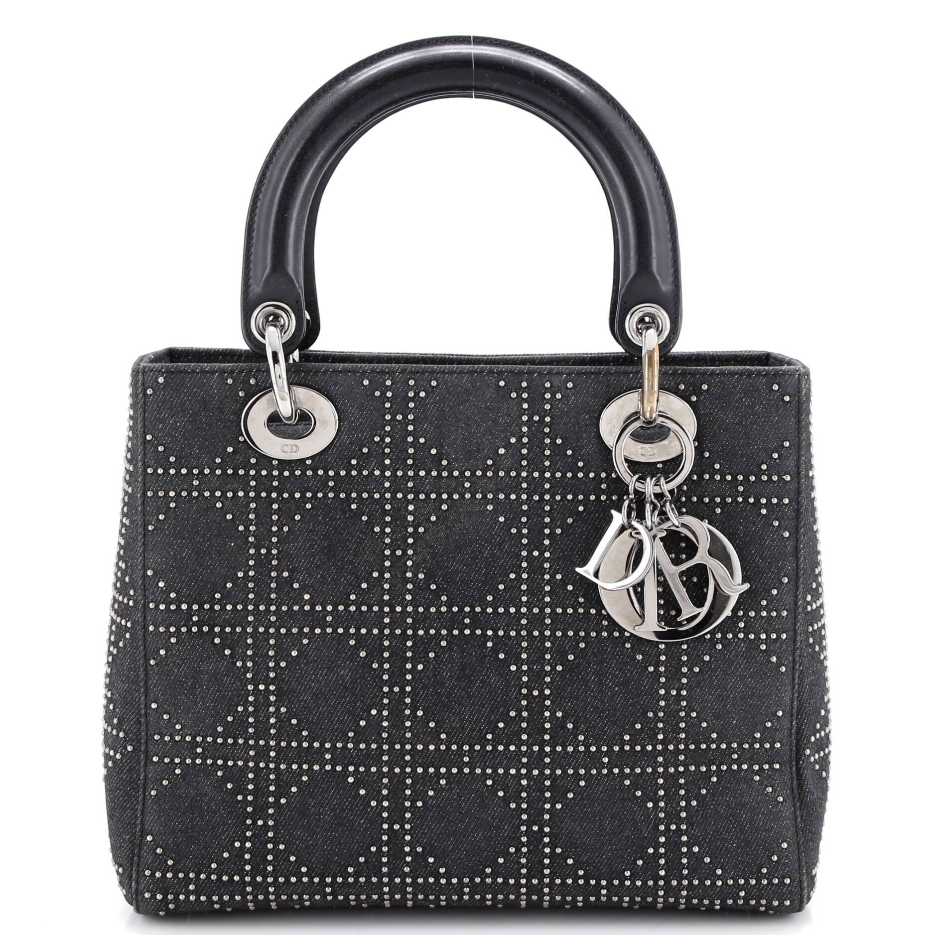 Vintage Lady Dior Bag Cannage Studded Denim Medium