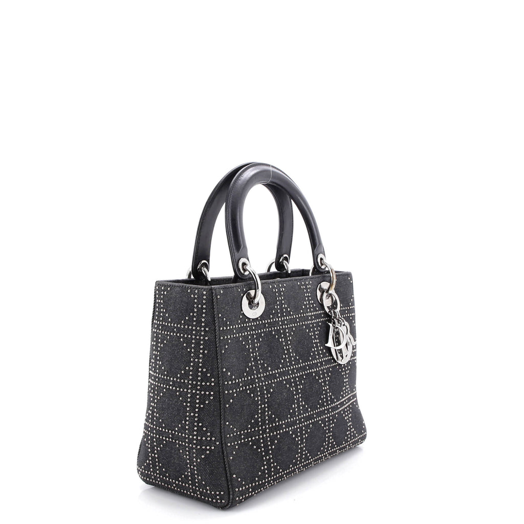 Vintage Lady Dior Bag Cannage Studded Denim Medium
