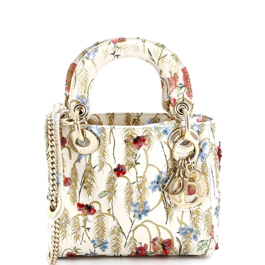 Lady Dior Chain Bag Embroidered Calfskin Mini