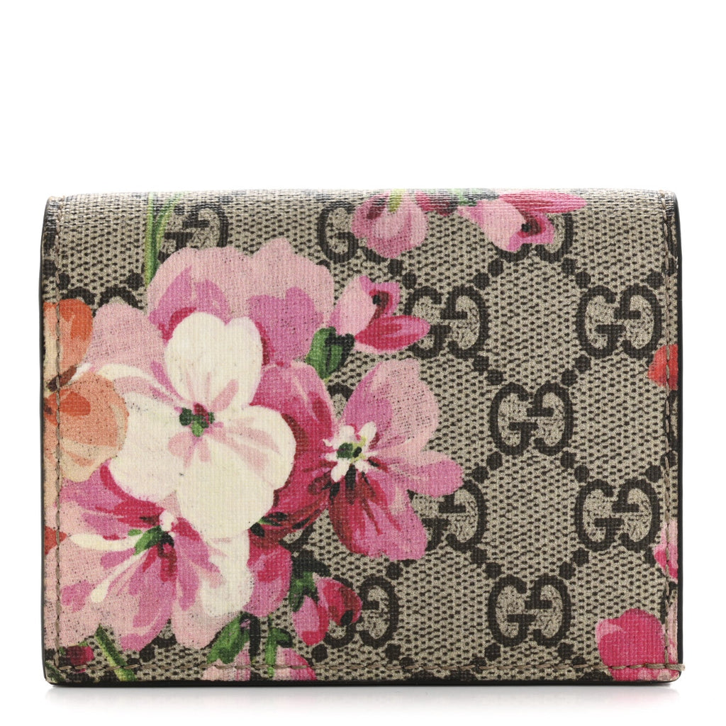 GG Supreme Monogram Blooms  Case Wallet Beige Multicolor Dry Rose