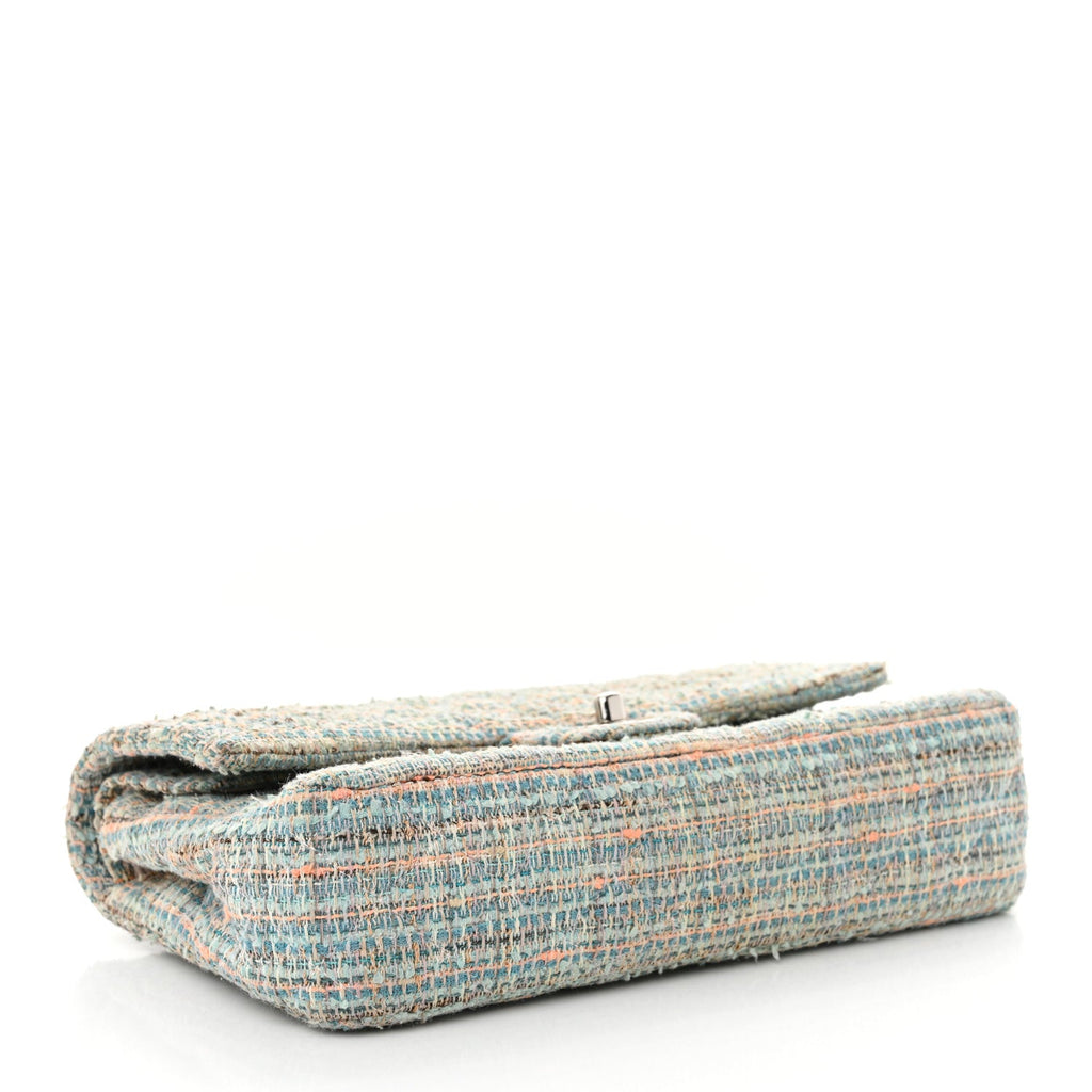 Tweed Quilted Medium Double Flap Blue Multicolor