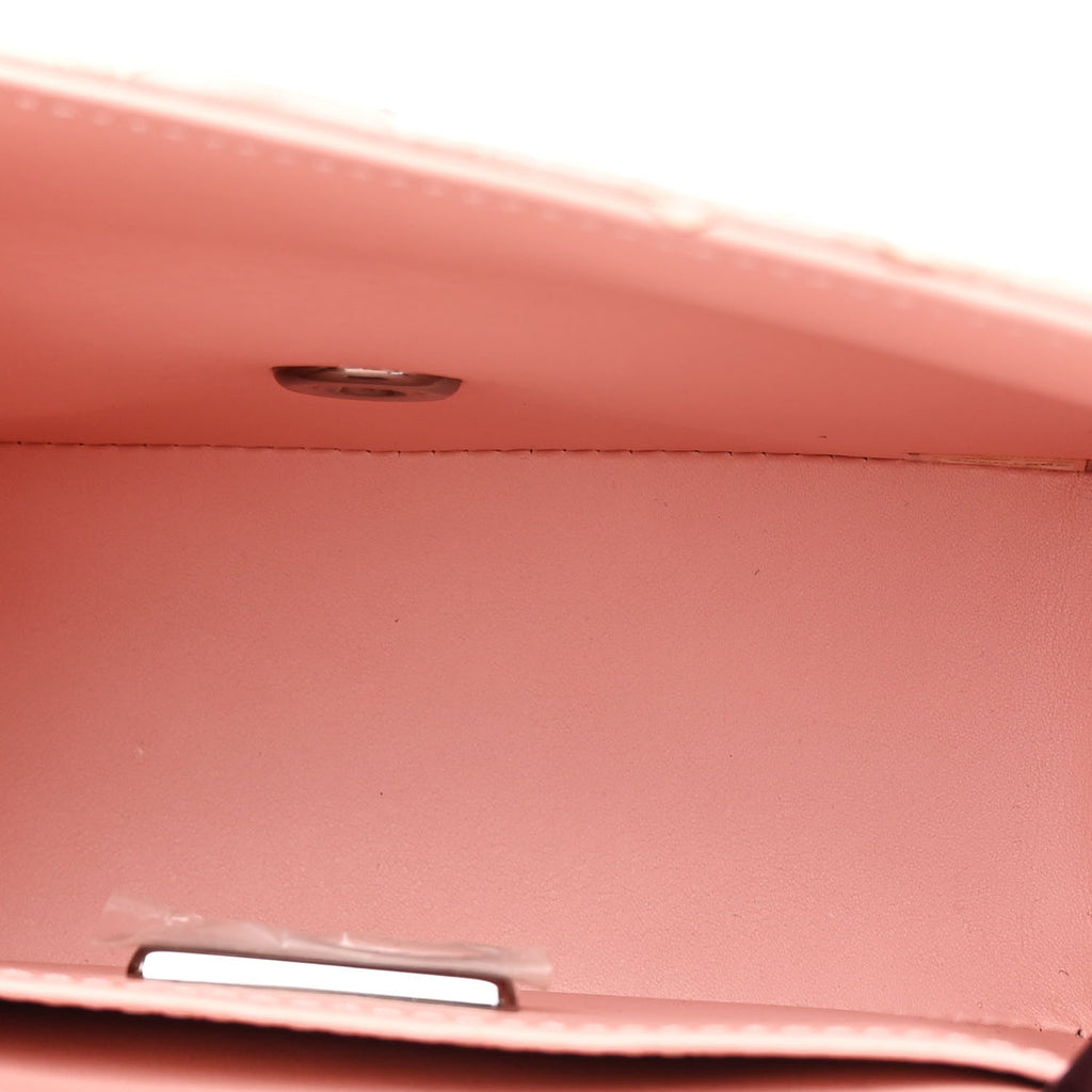 Snakeskin Mini Square Flap Light Pink
