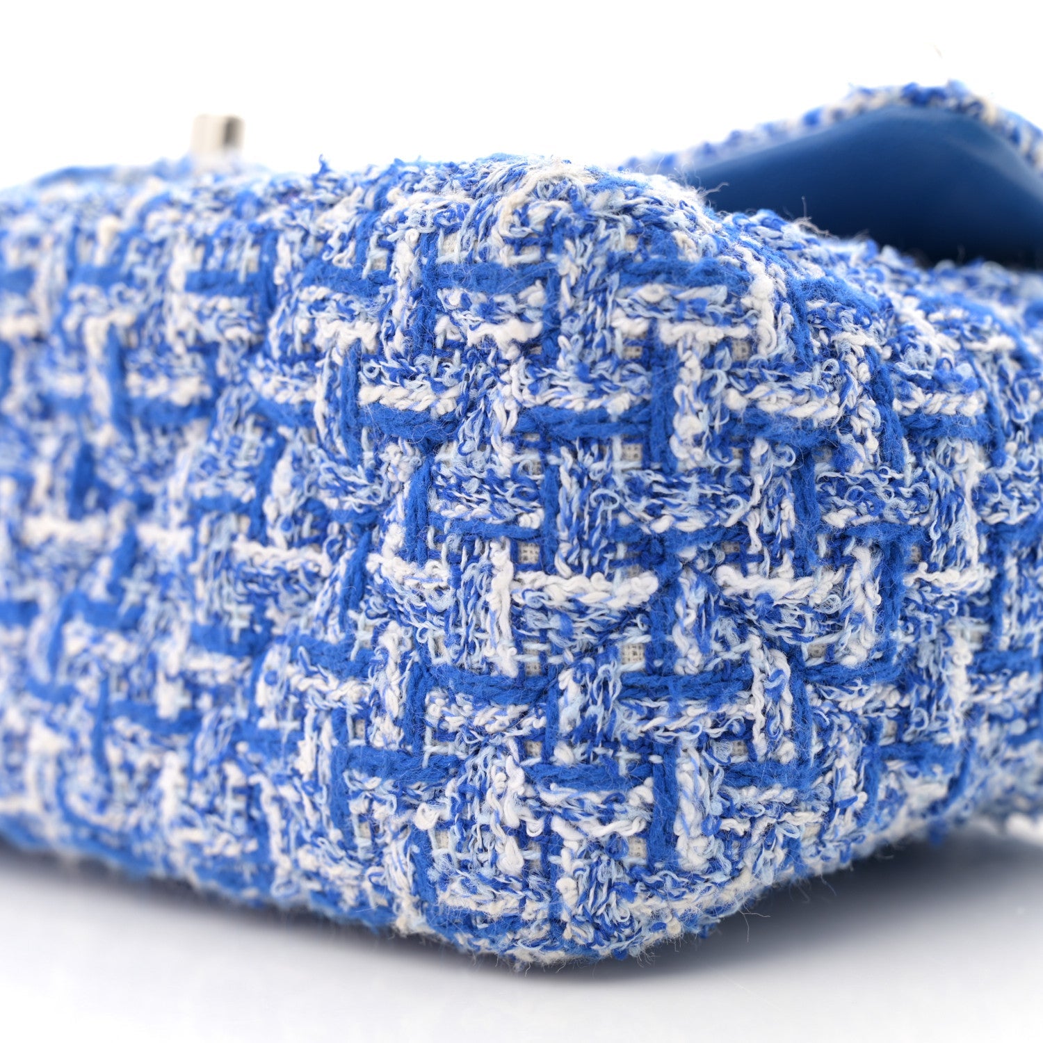 Tweed Quilted Mini Rectangular Flap Blue White