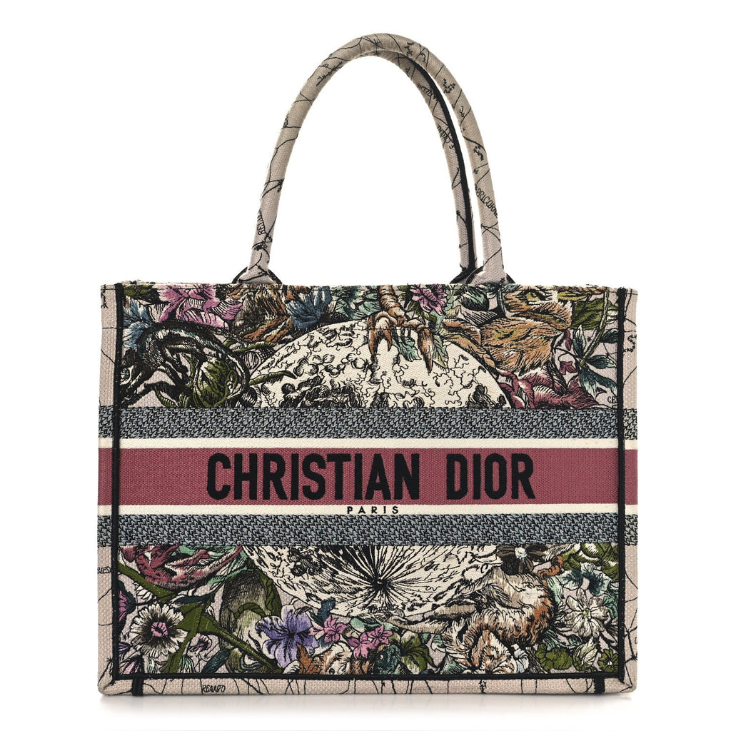 Canvas Embroidered Medium Zodiac Book Tote Latte Multicolor