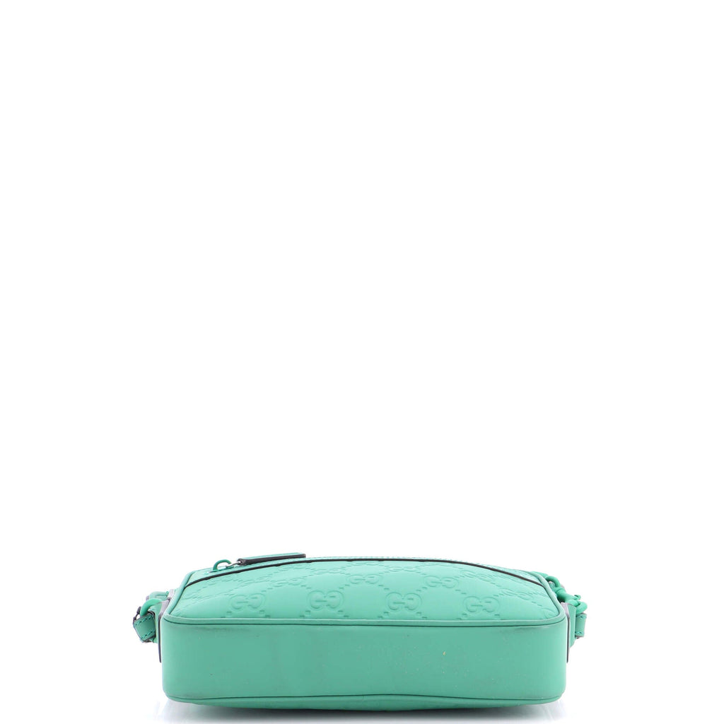 Front Zip Crossbody Bag GG Rubber Effect Leather Small
