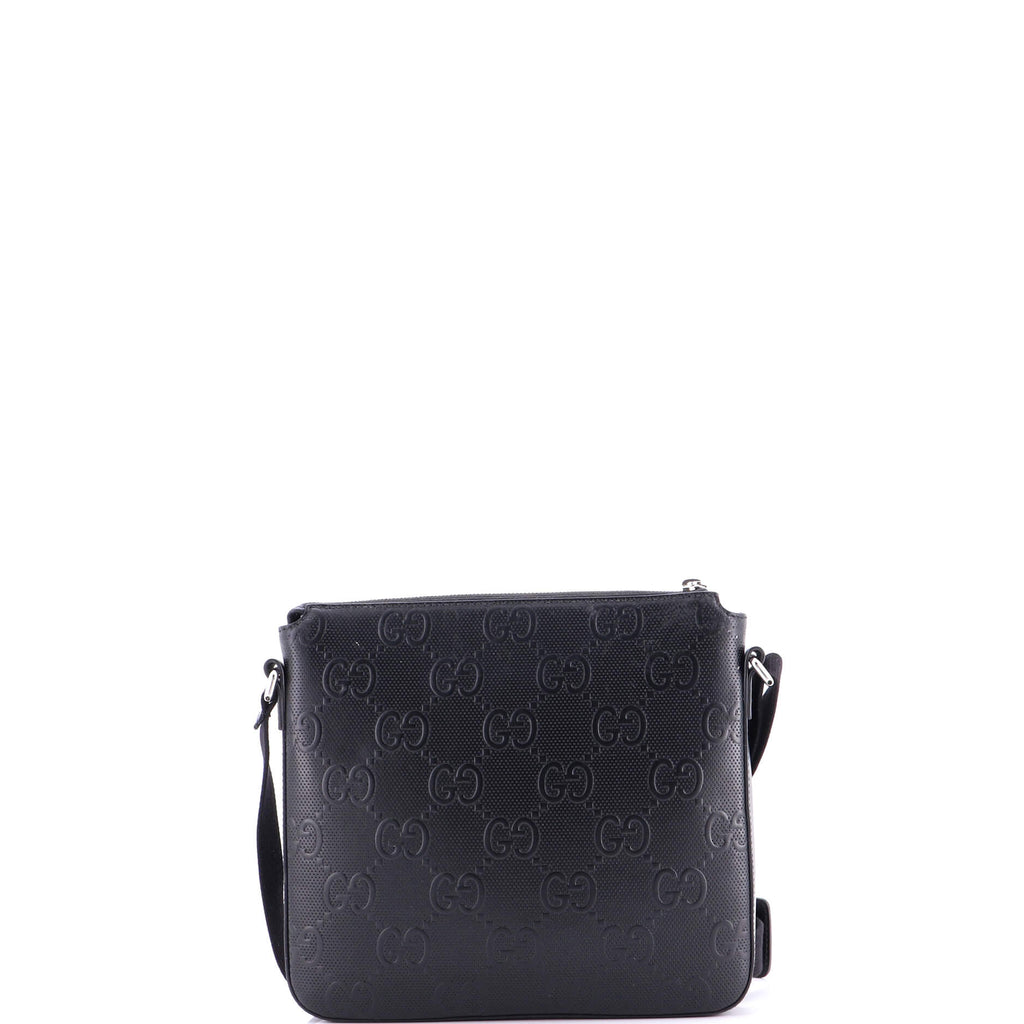 Front Zip Messenger GG Embossed Perforated Leather Small
