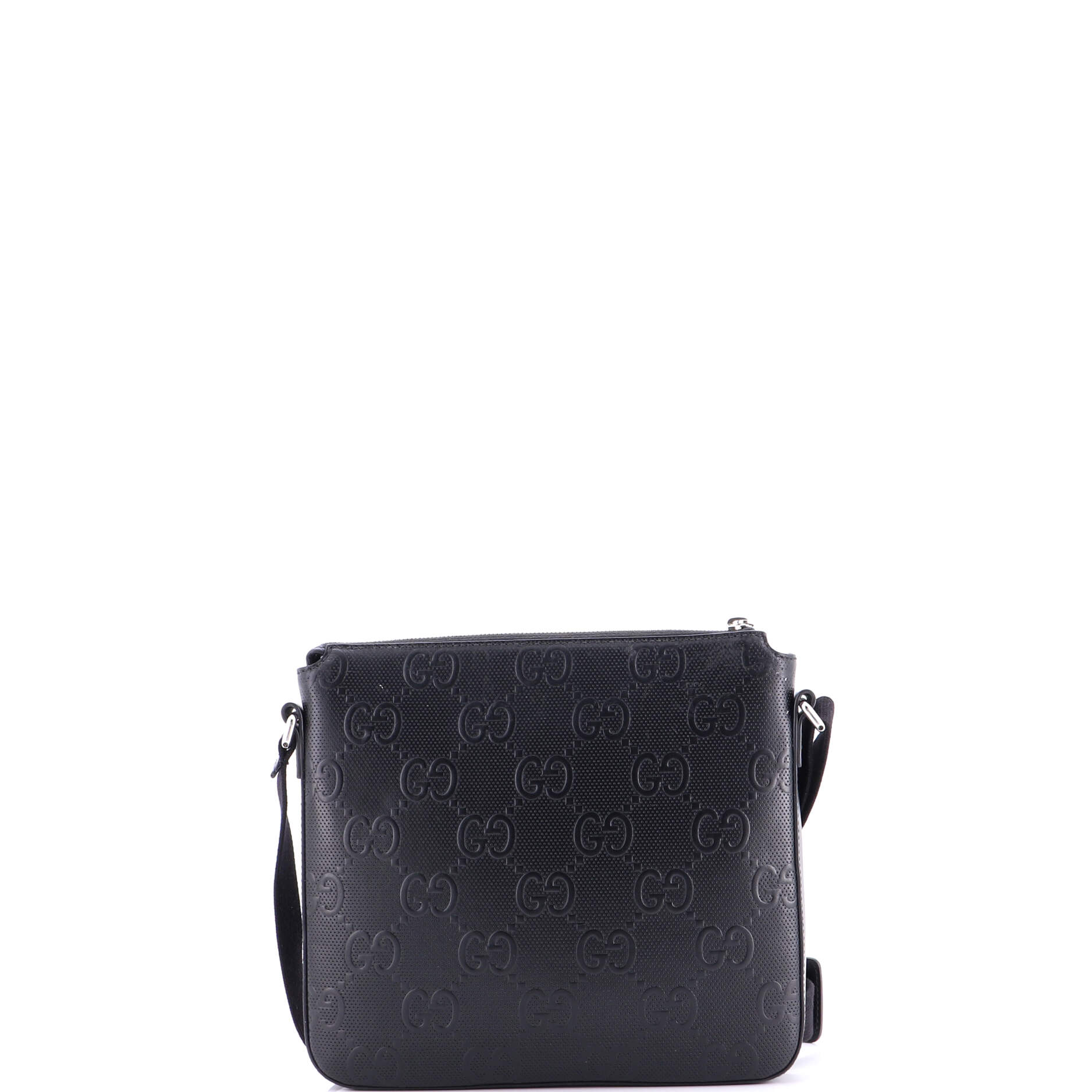 Front Zip Messenger GG Embossed Perforated Leather Small