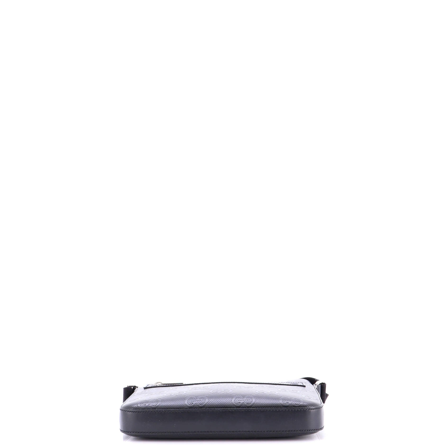 Front Zip Messenger GG Embossed Perforated Leather Small