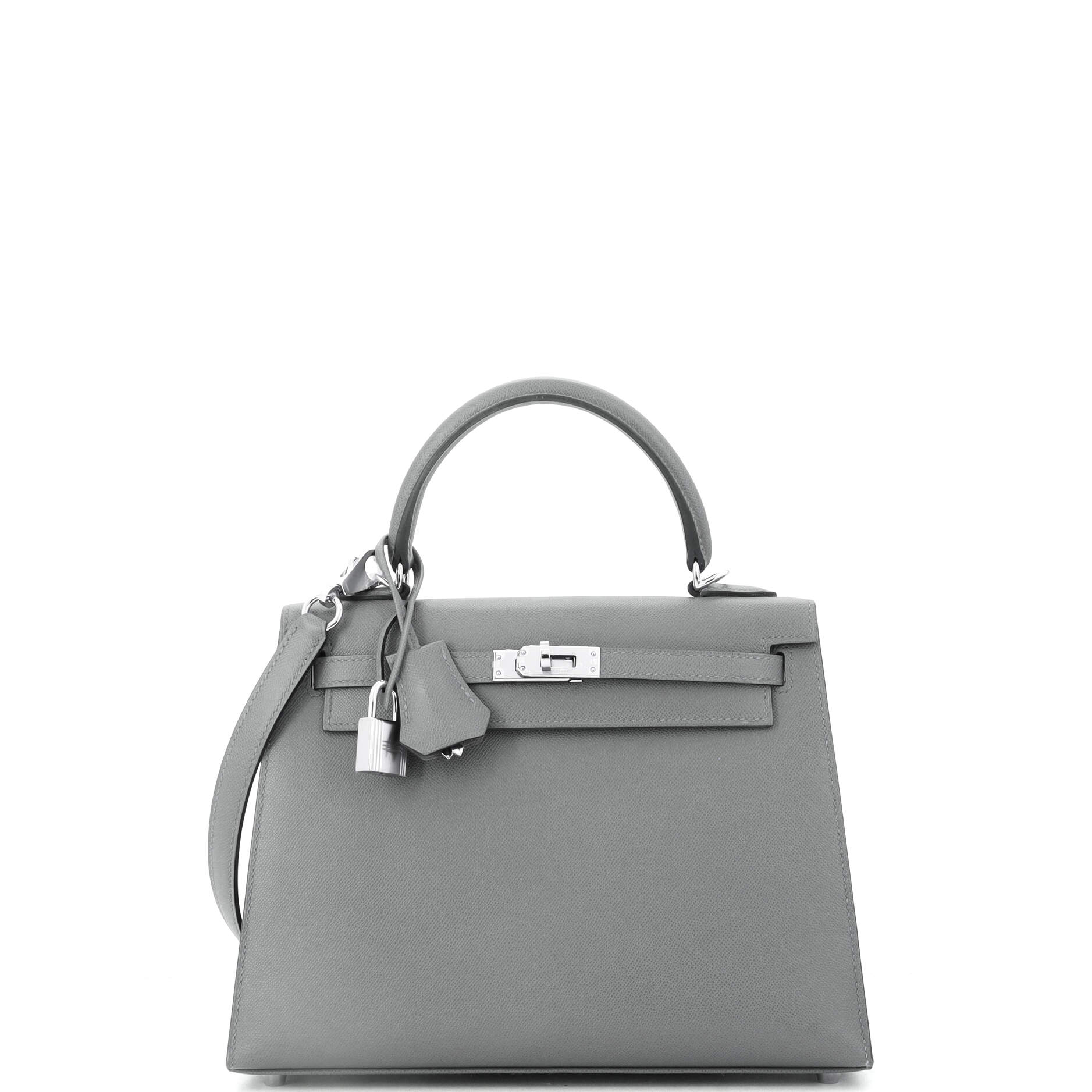 Kelly Handbag Grey Madame with Palladium Hardware 25