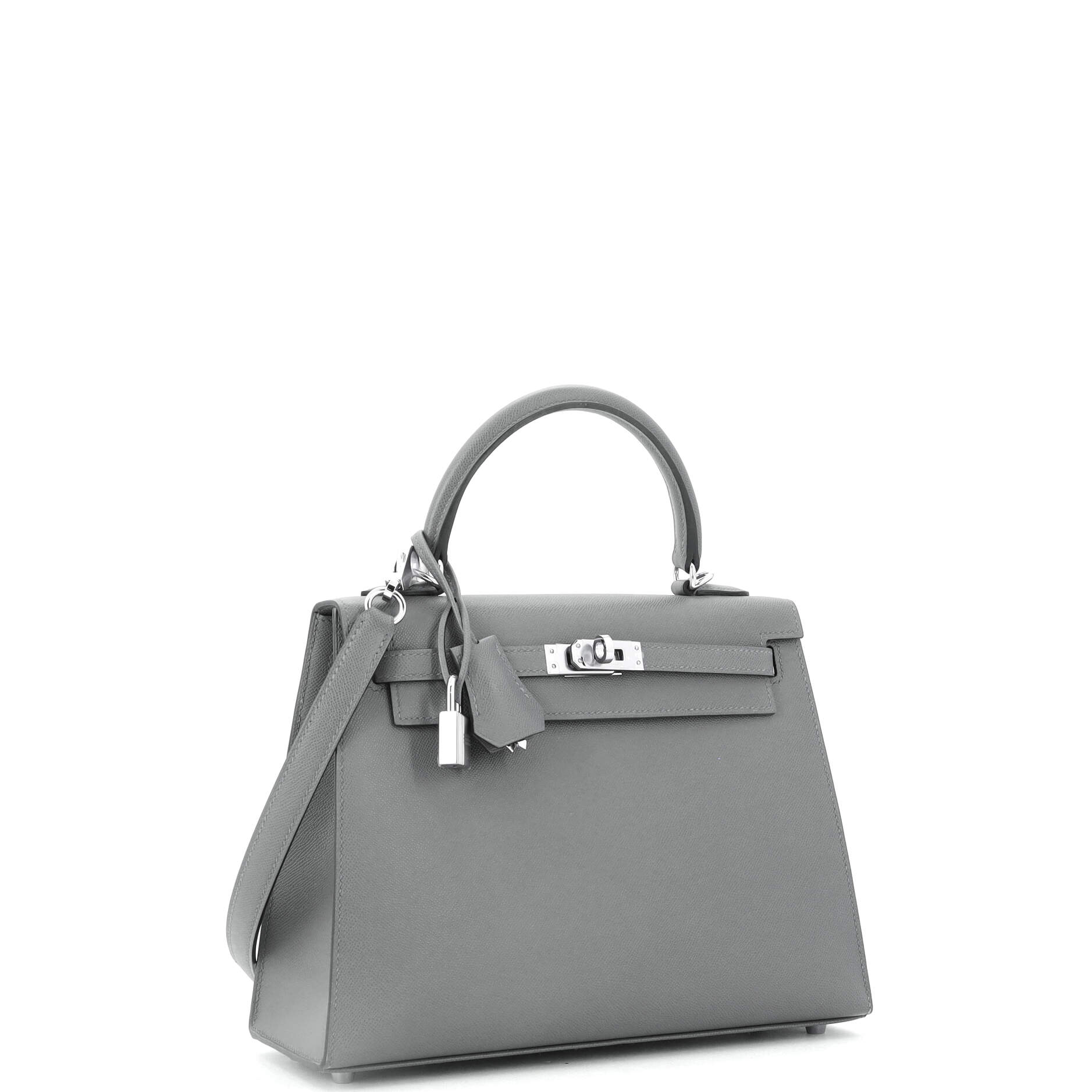 Kelly Handbag Grey Madame with Palladium Hardware 25