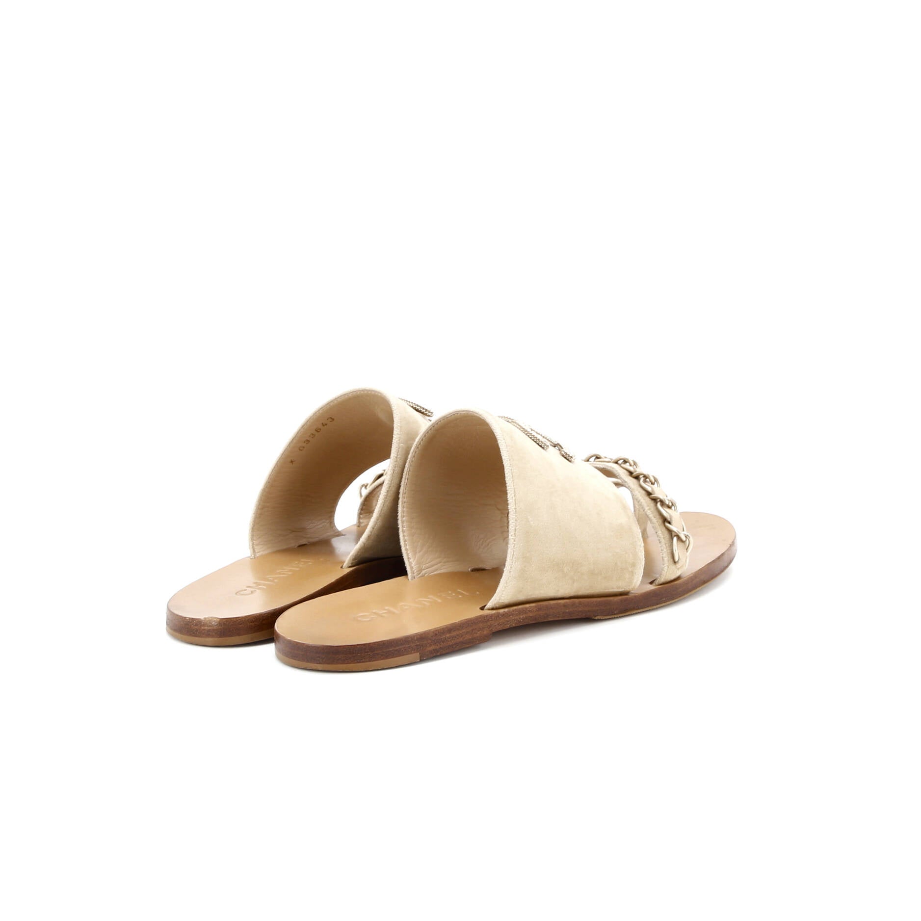 Women's Toe Ring CC Chain Slide Sandals Velvet