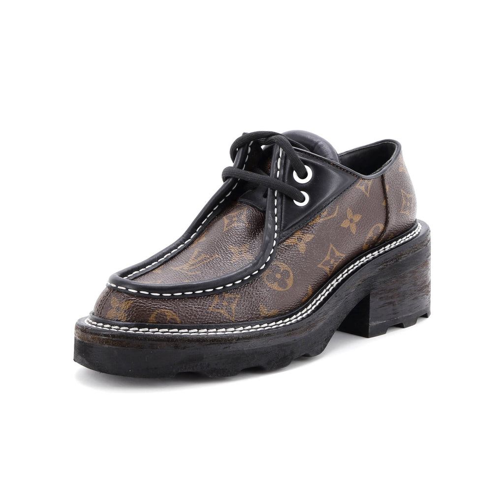 Women's LV Beaubourg Platform Derby Shoes Monogram Canvas