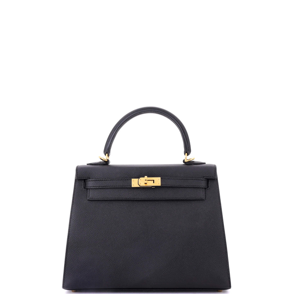Kelly Handbag Noir Epsom with Gold Hardware 25