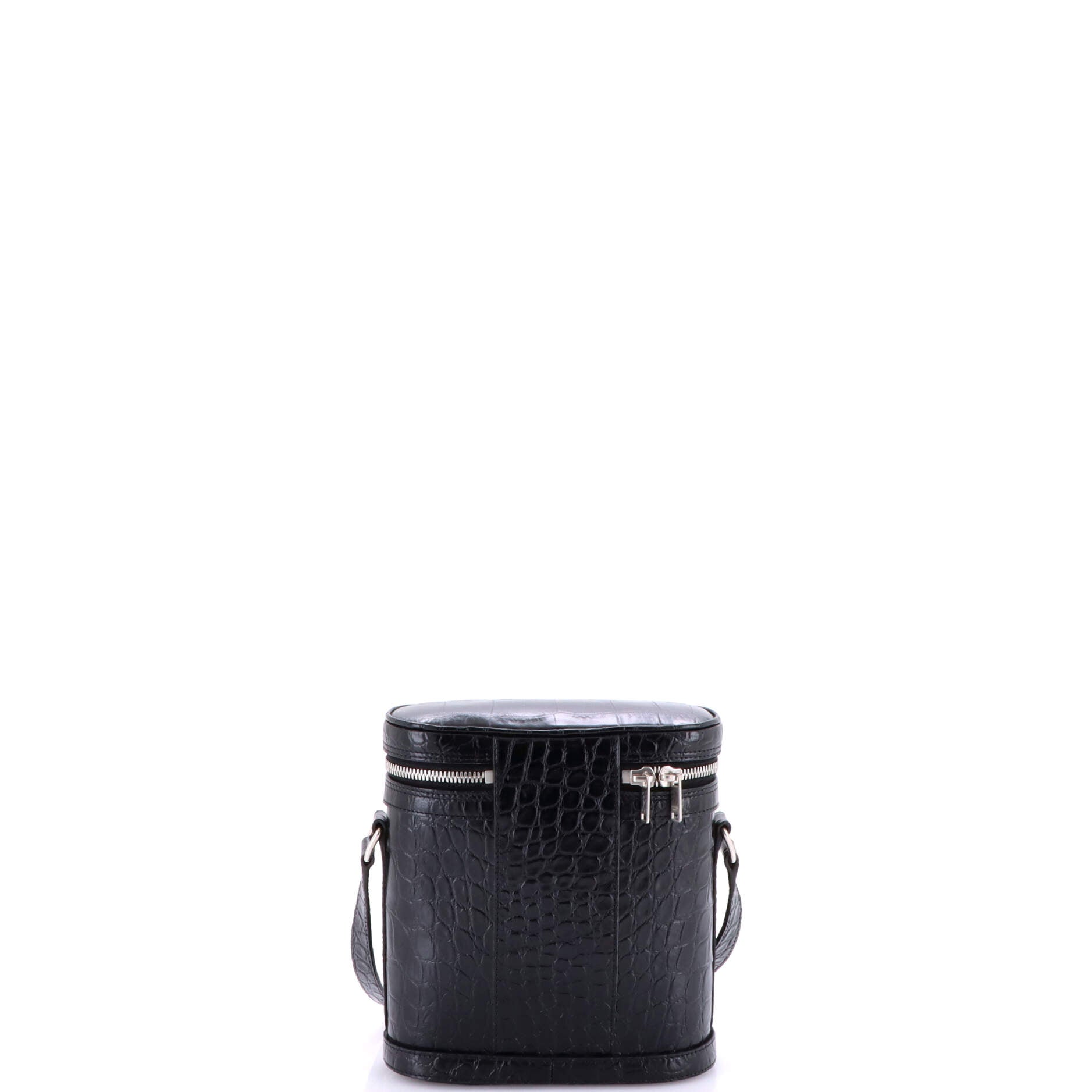 Vertical Zip Messenger Crocodile Embossed Leather