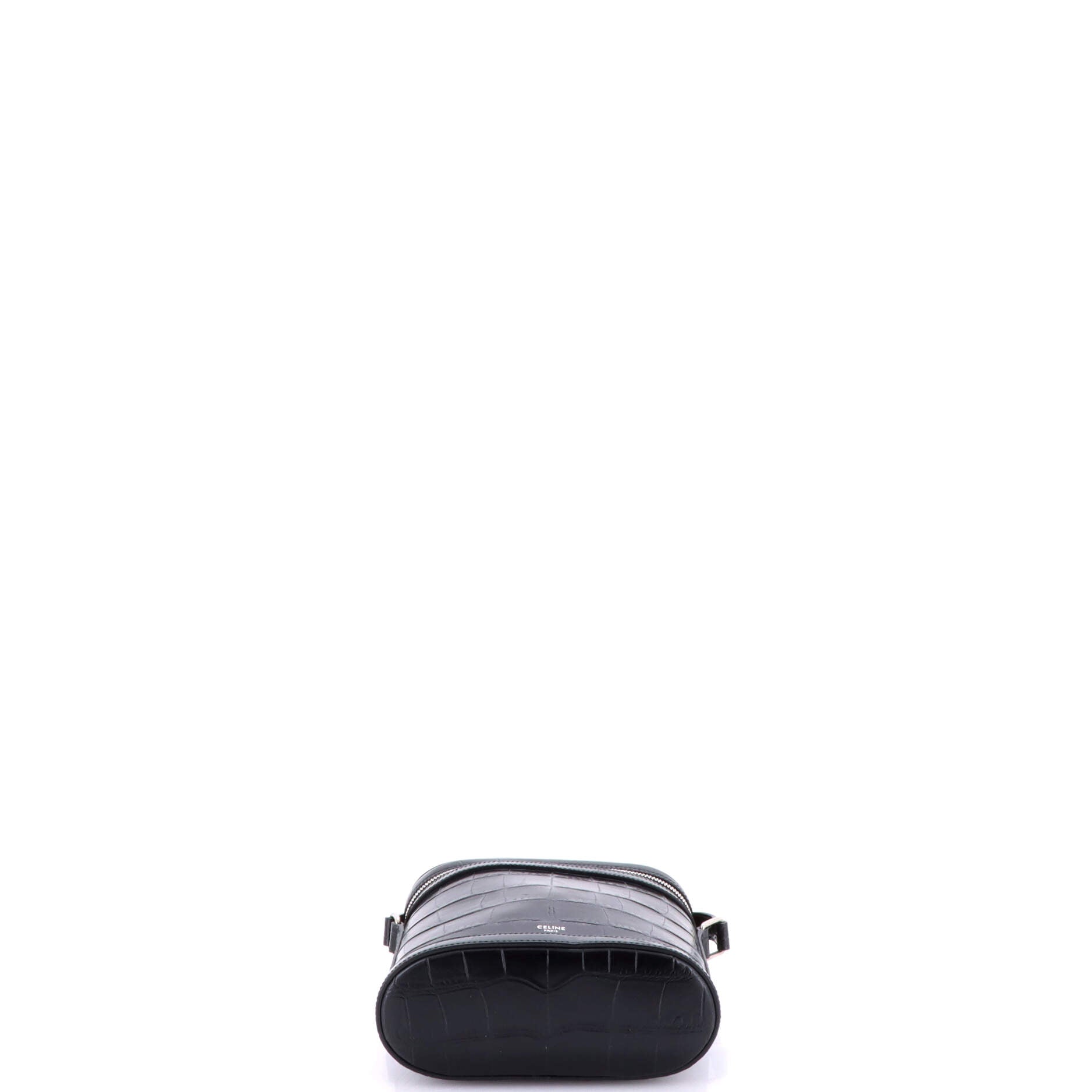 Vertical Zip Messenger Crocodile Embossed Leather