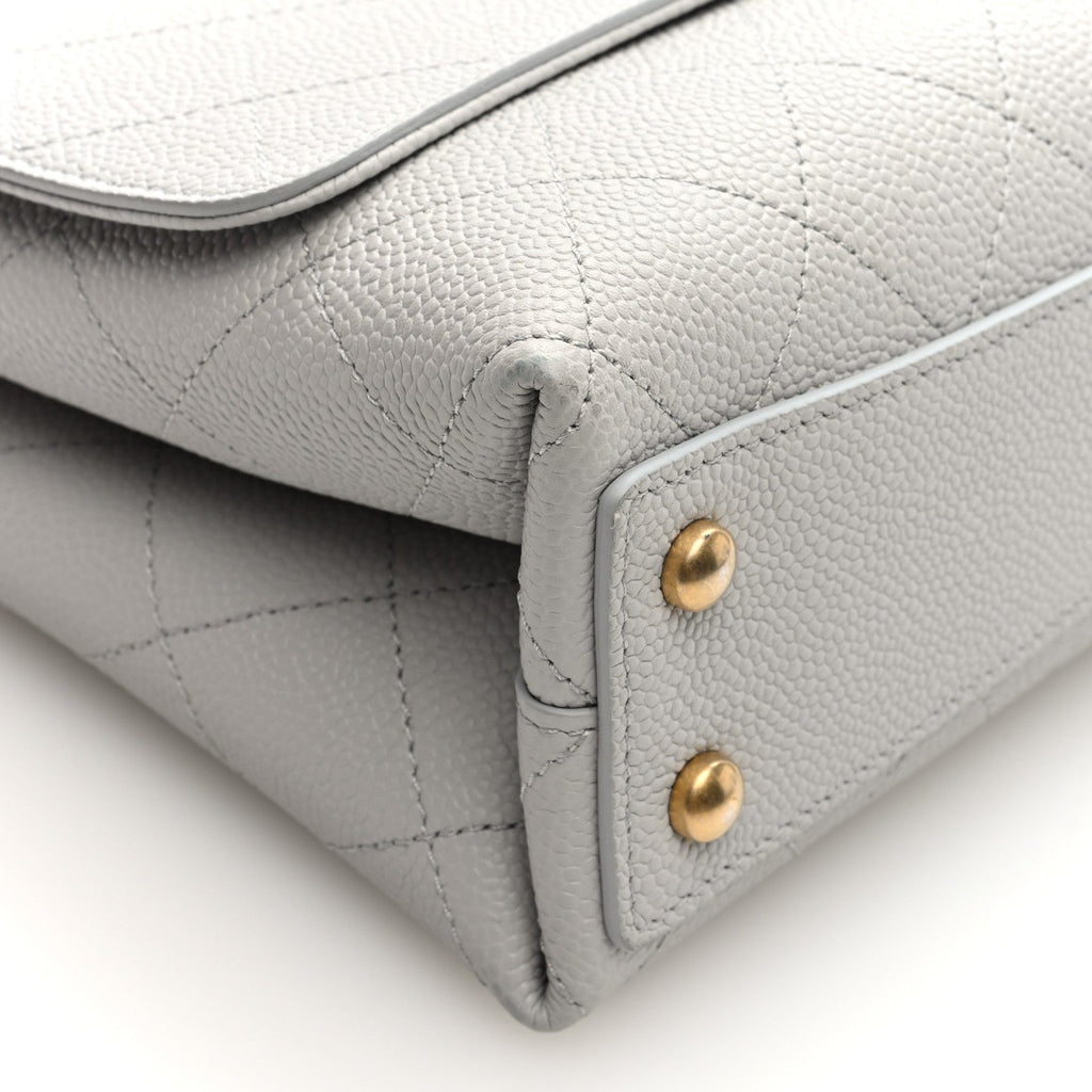 Grained Calfskin Small Stitched Flap Grey