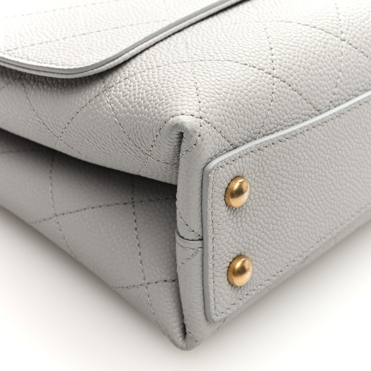 Grained Calfskin Small Stitched Flap Grey