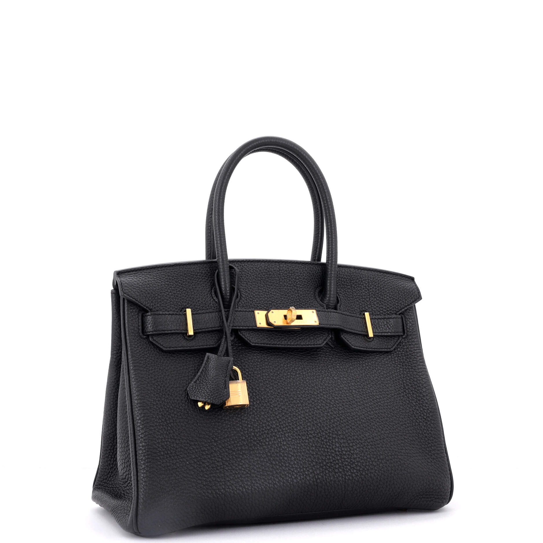 Birkin Handbag Noir Clemence with Gold Hardware 30