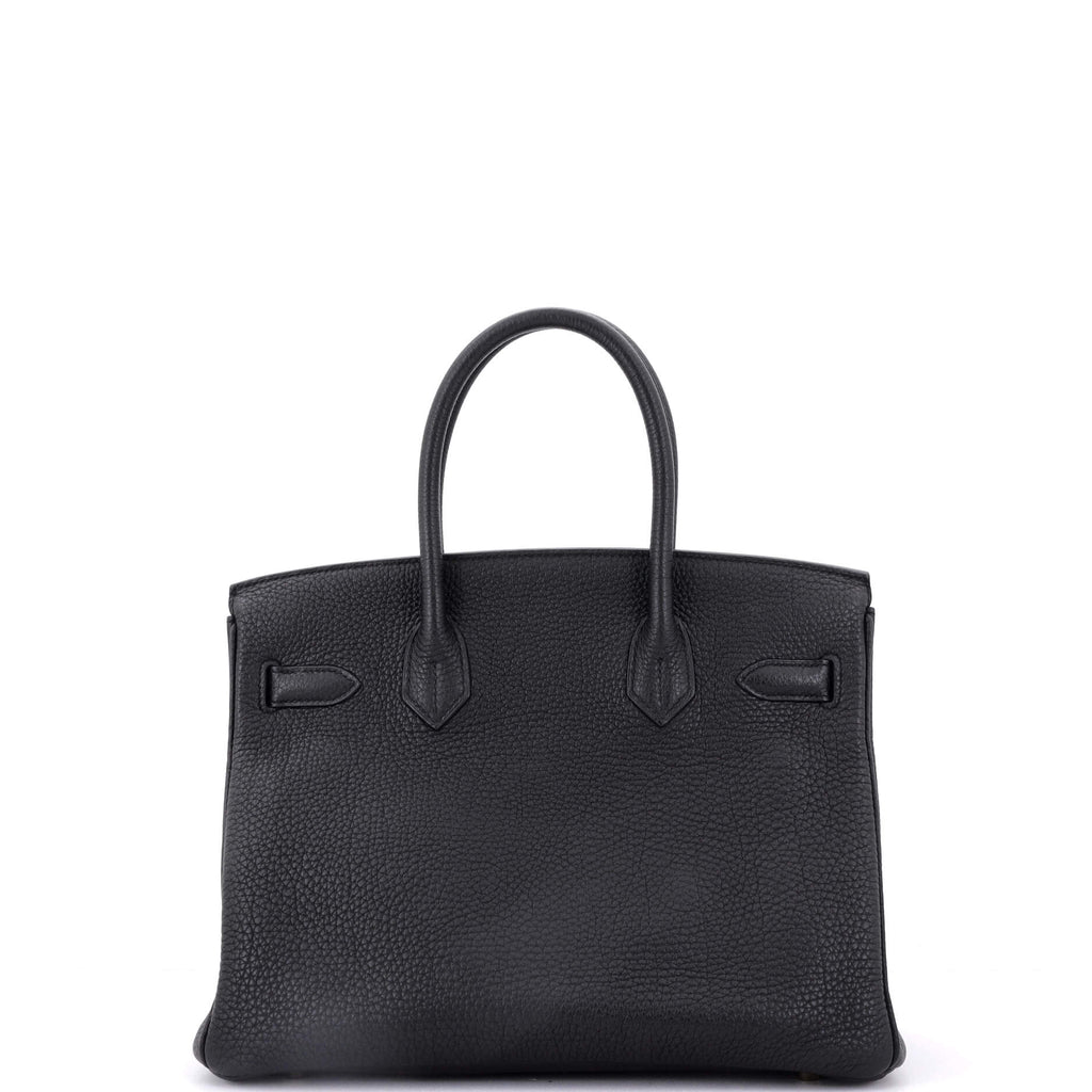 Birkin Handbag Noir Clemence with Gold Hardware 30