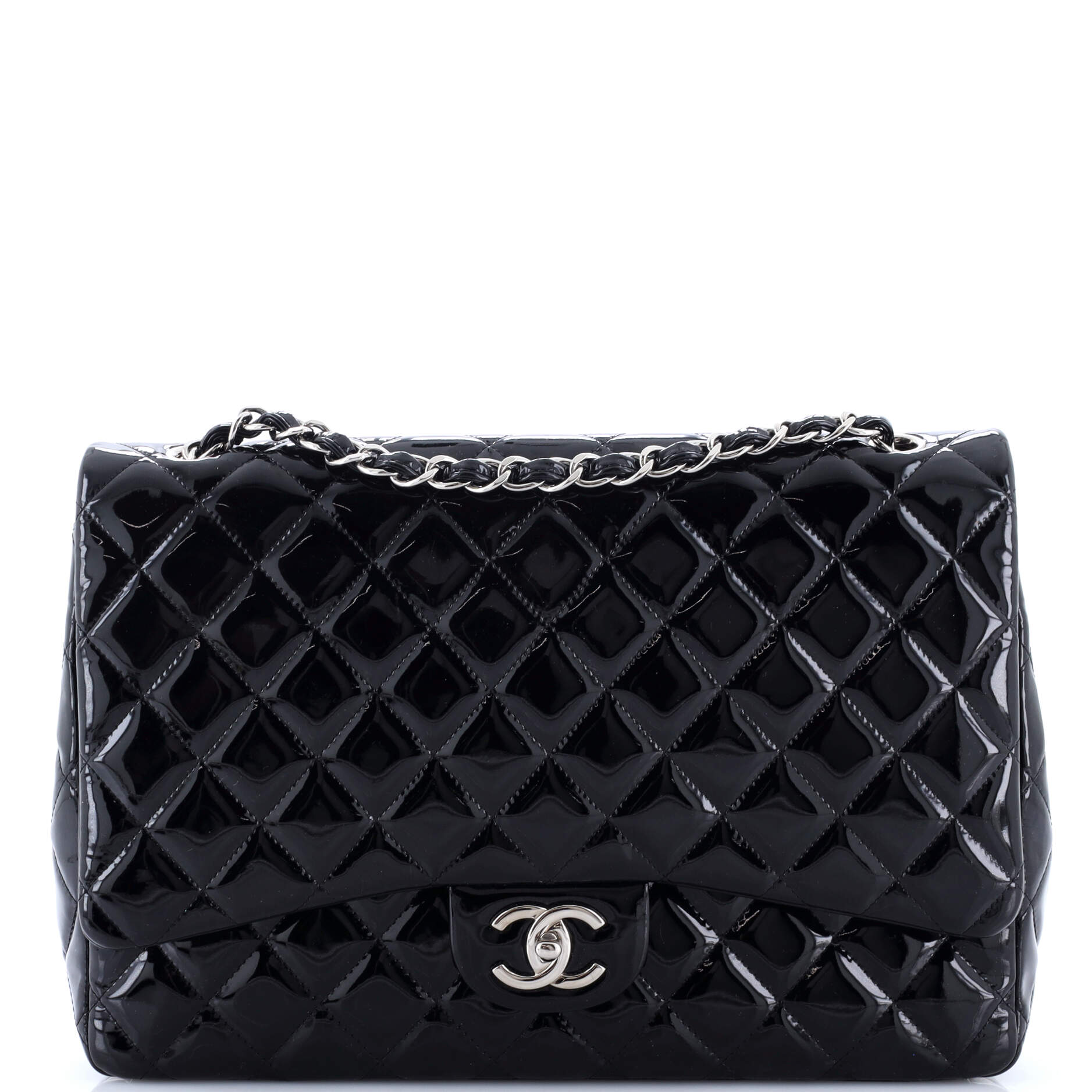Classic Double Flap Bag Quilted Patent Maxi