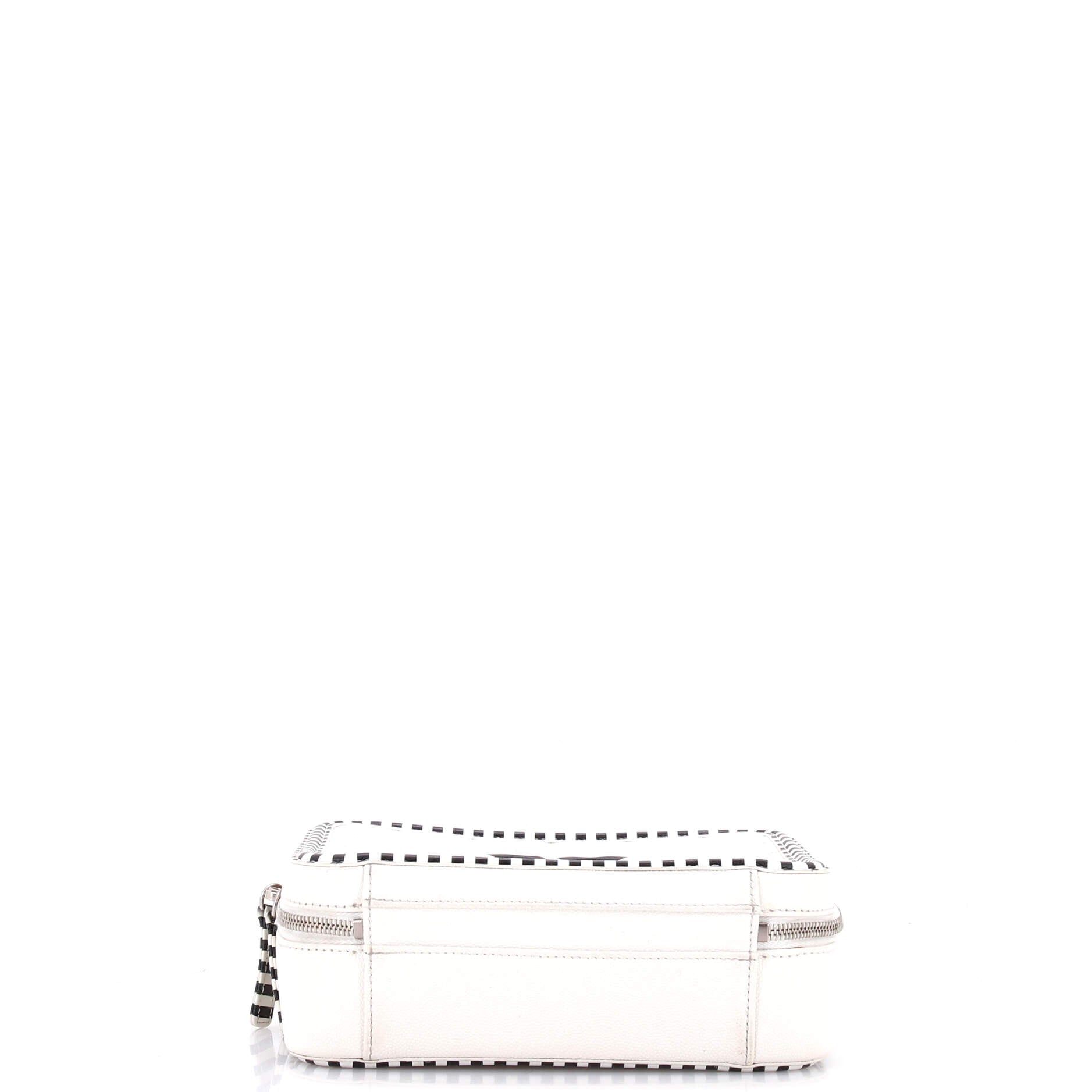 Filigree Vanity Case Quilted Caviar with Striped Leather Medium