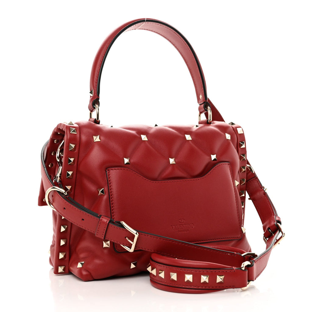 Nappa Medium Candystud Top Handle Bag Rosso Valentino