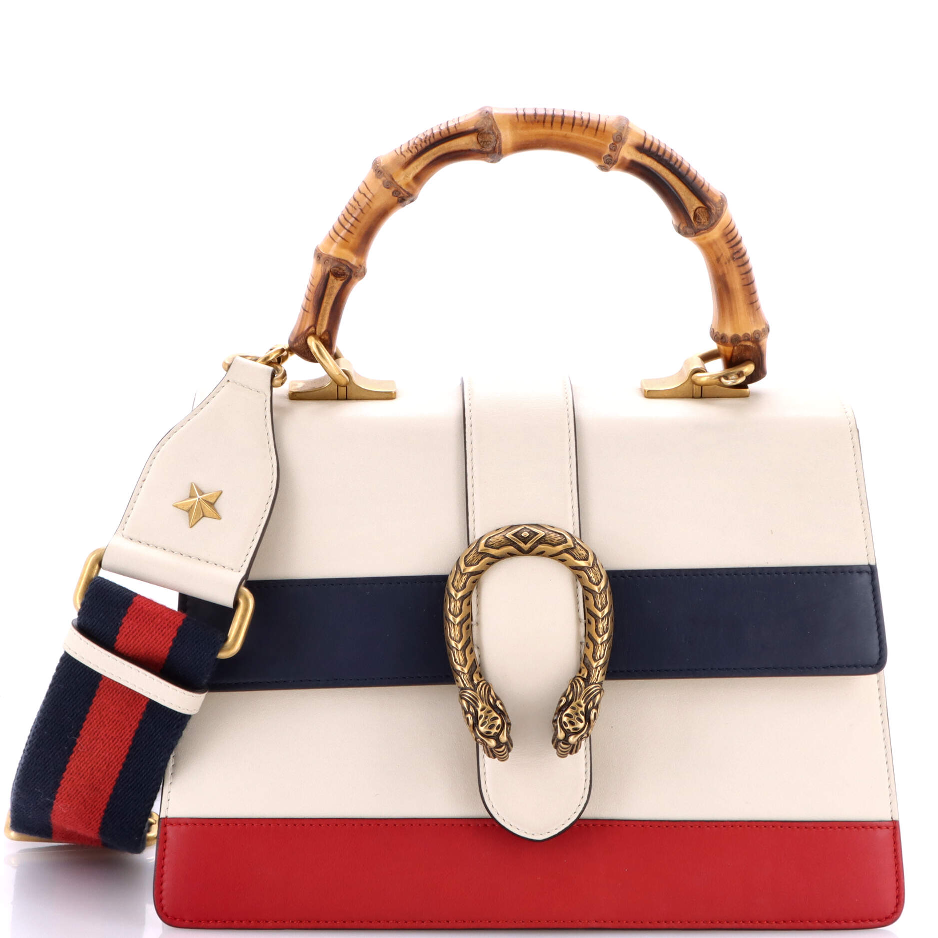 Dionysus Bamboo Top Handle Bag Colorblock Leather Medium