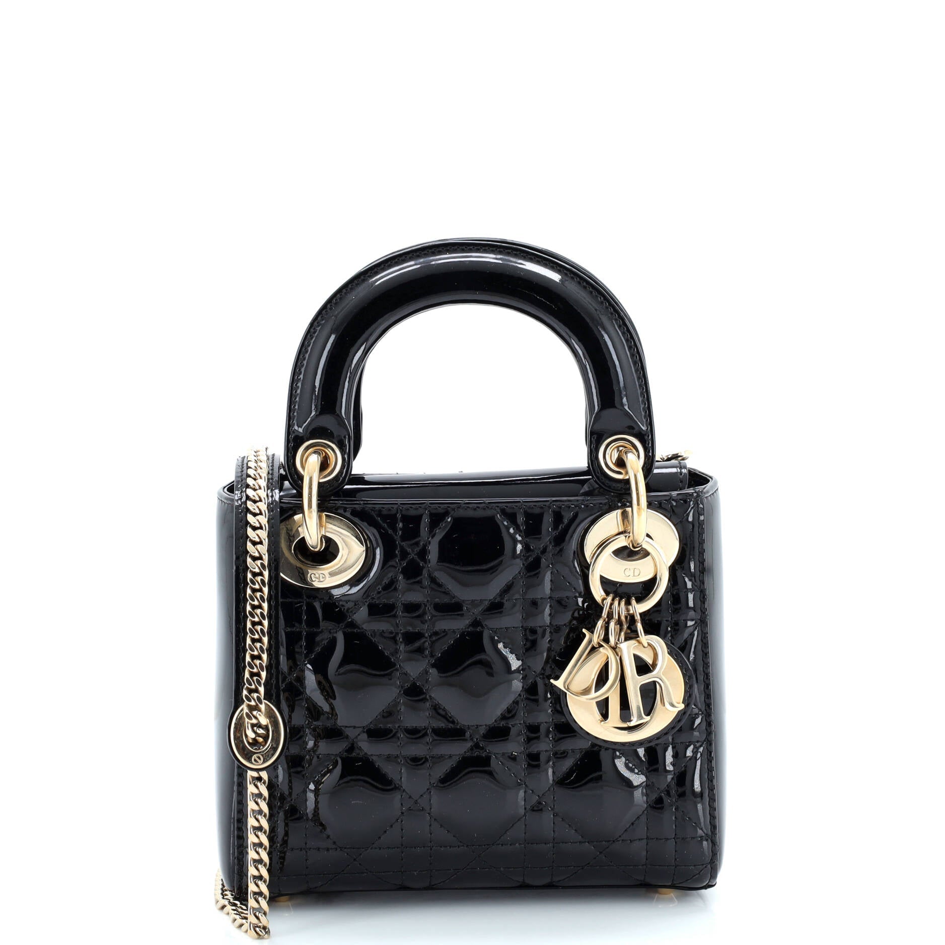 Lady Dior Chain Bag Cannage Quilt Patent Mini