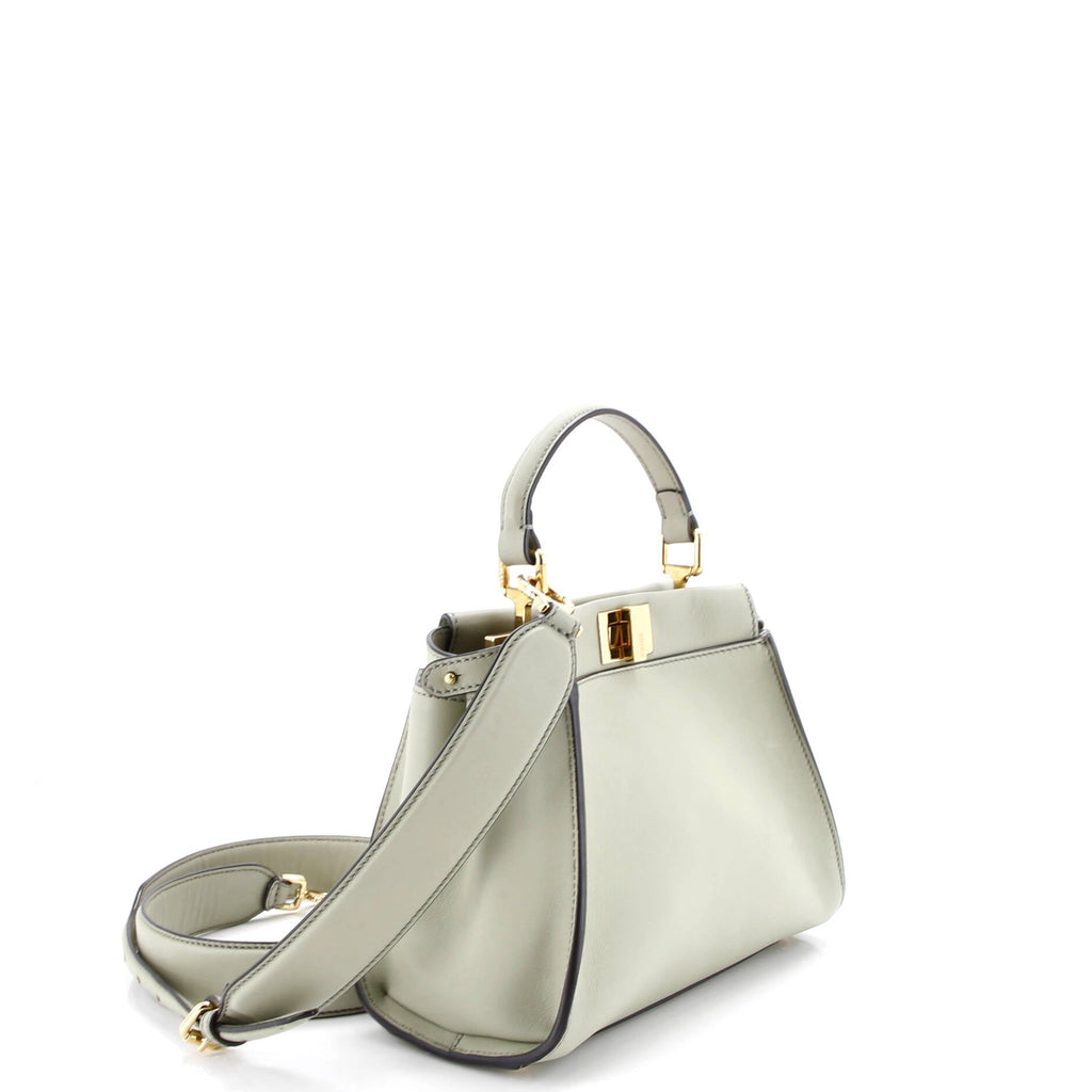 Peekaboo Iconic Bag Leather with Zucca Embroidered Canvas Interior Mini