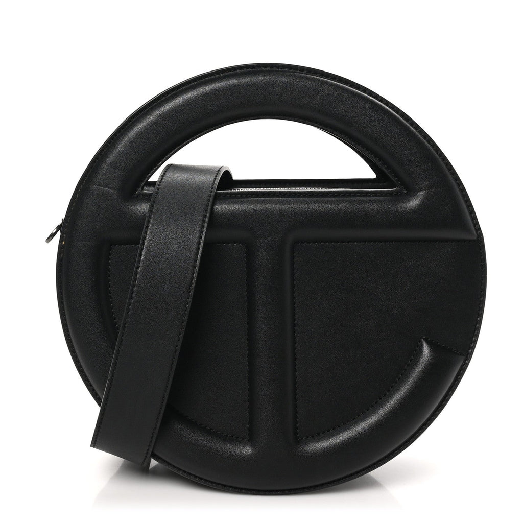 Vegan Leather Round Circle Bag Black