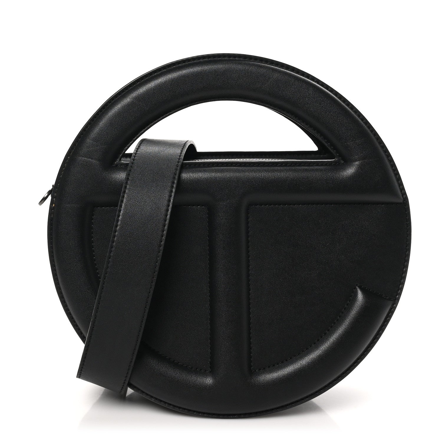 Vegan Leather Round Circle Bag Black