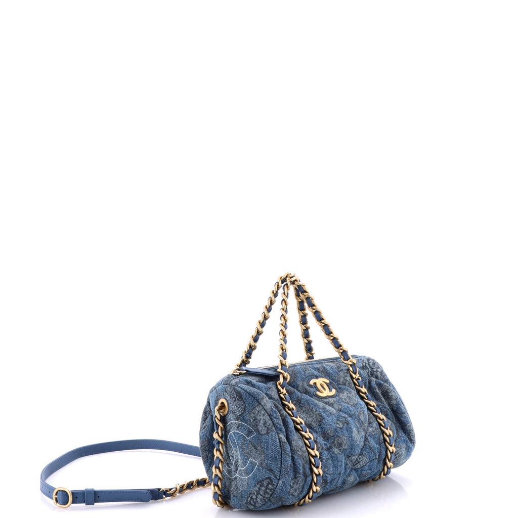 Destination Chenonceau Bowling Bag Quilted Printed Denim Small
