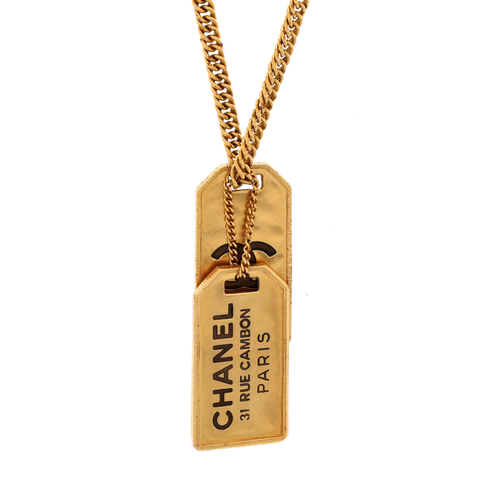CC Dog Tag Pendant Necklace Metal
