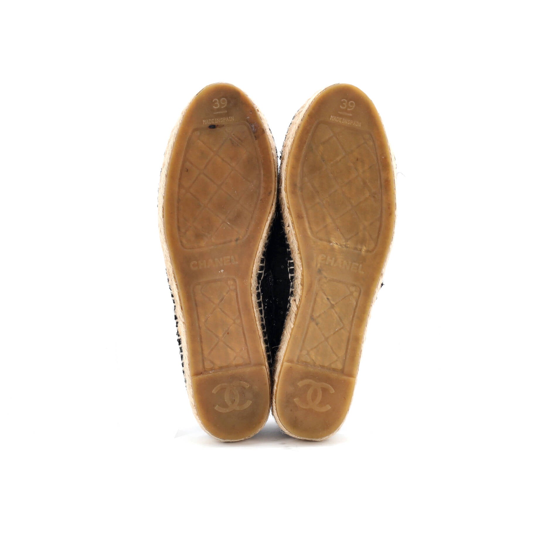 Women's CC Cap Toe Espadrilles Sequin Embellished Tweed with Leather