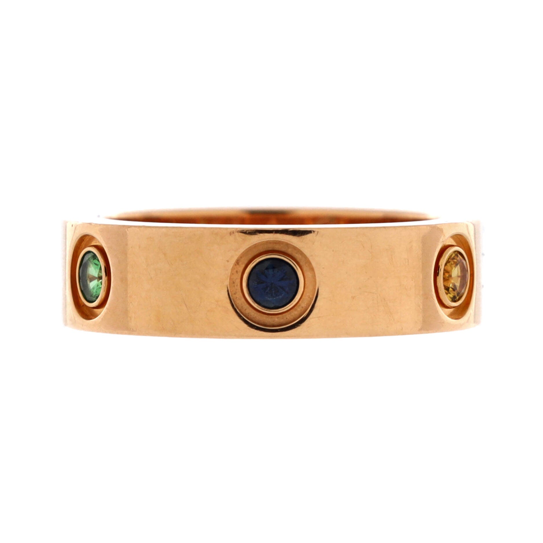 Love 6 Stone Band Ring 18K Rose Gold with Sapphires, Garnets and Amethyst