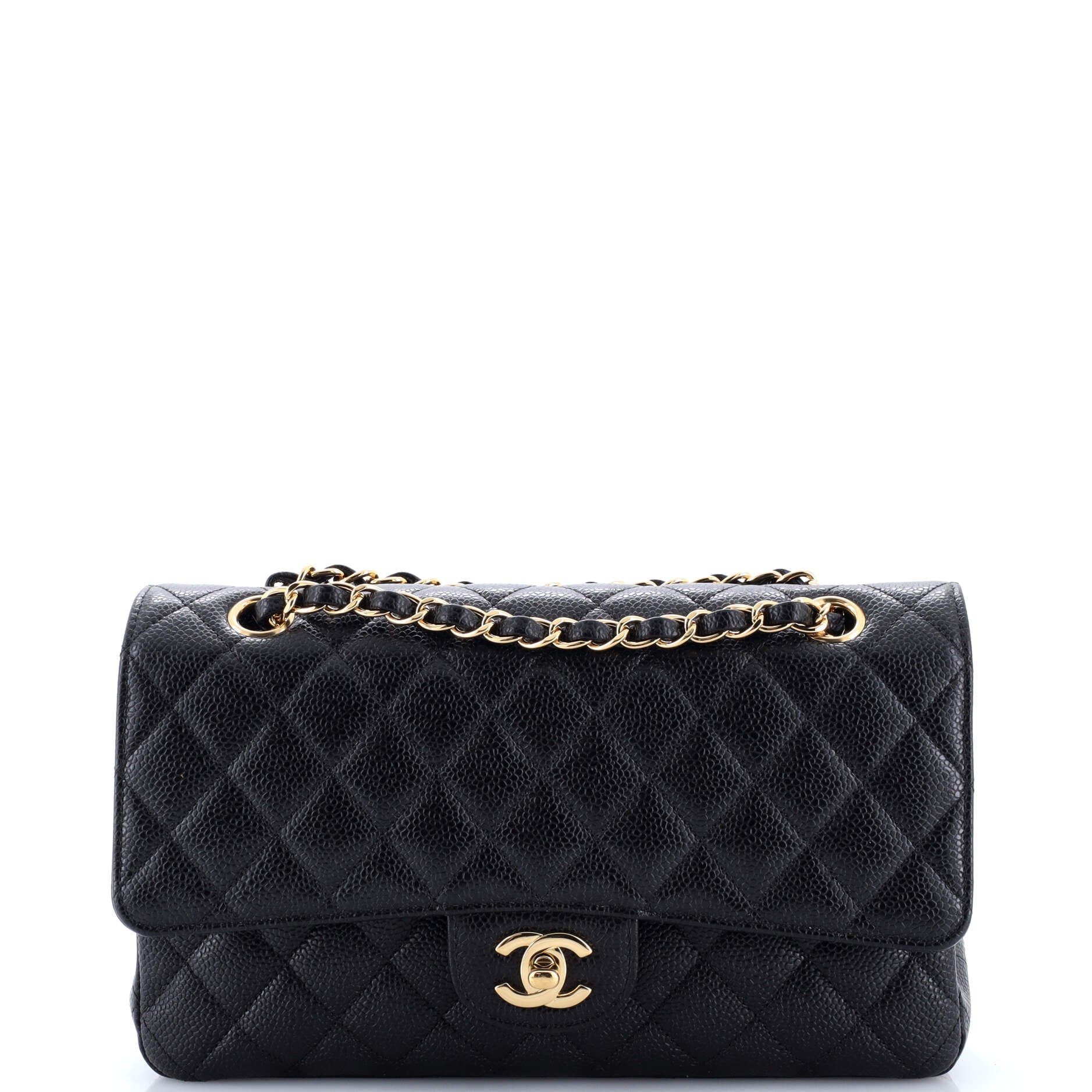 Classic Double Flap Bag Quilted Caviar Medium